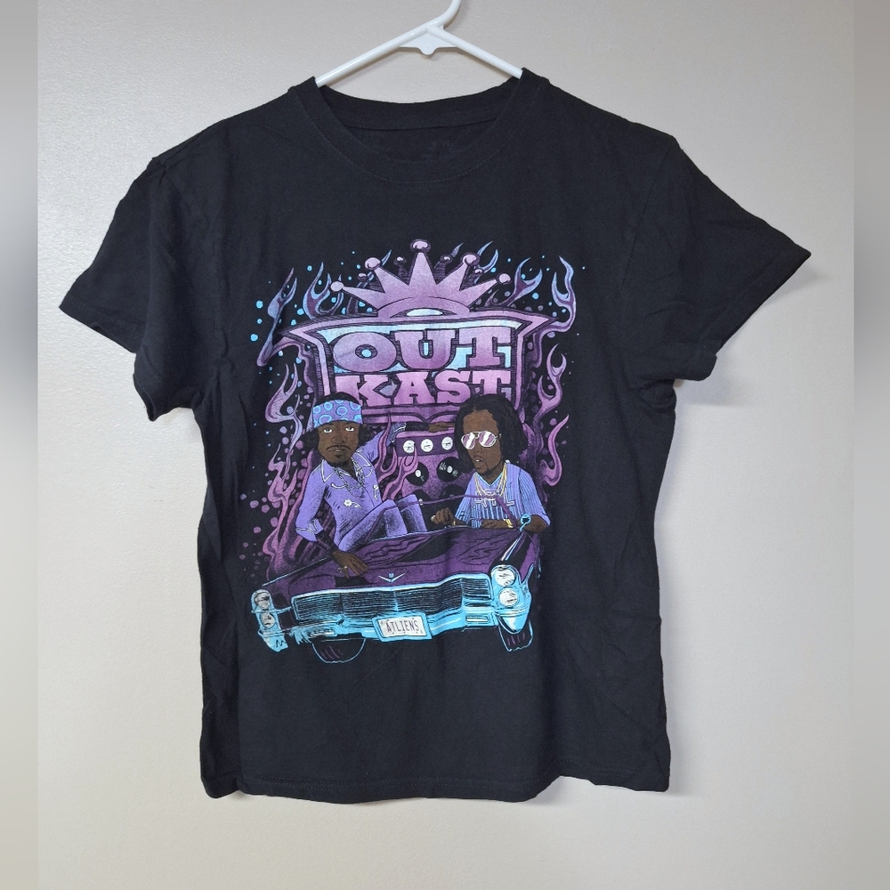 Outkast Atliens Mens S Black Graphic T-Shirt Lowrider Hip Hop Rap Cartoons - Picture 2 of 10